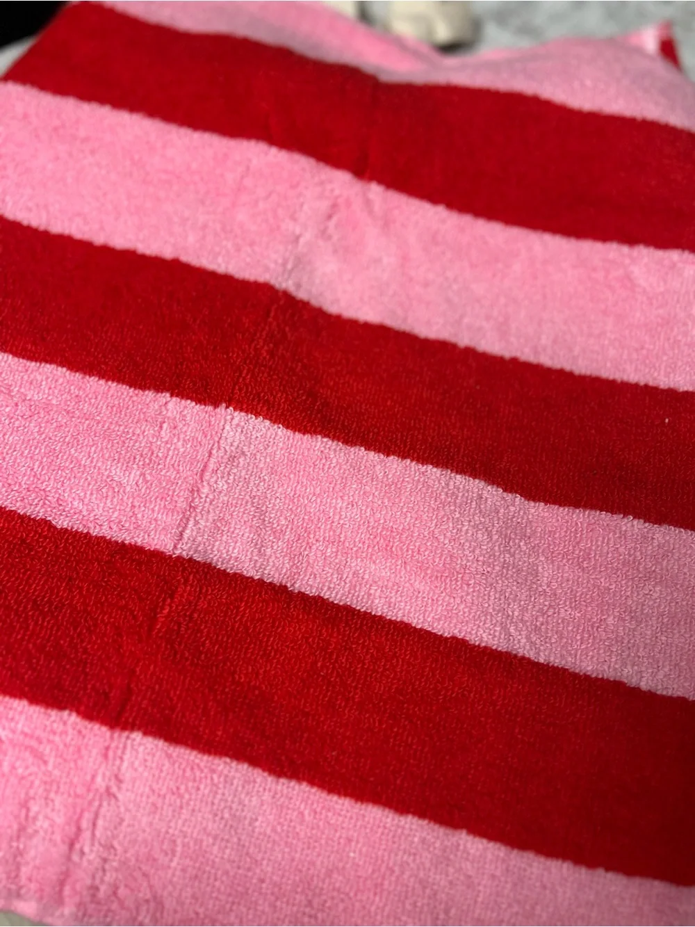 NWT Laura Ashley Pink and Red Striped Hand towel set of 2 NWOT